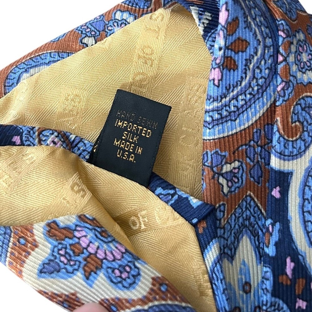 Robert Talbott Best‎ of Class Nordstrom Silk Paisley Tie Blue Orange Made in USA - Picture 3 of 4